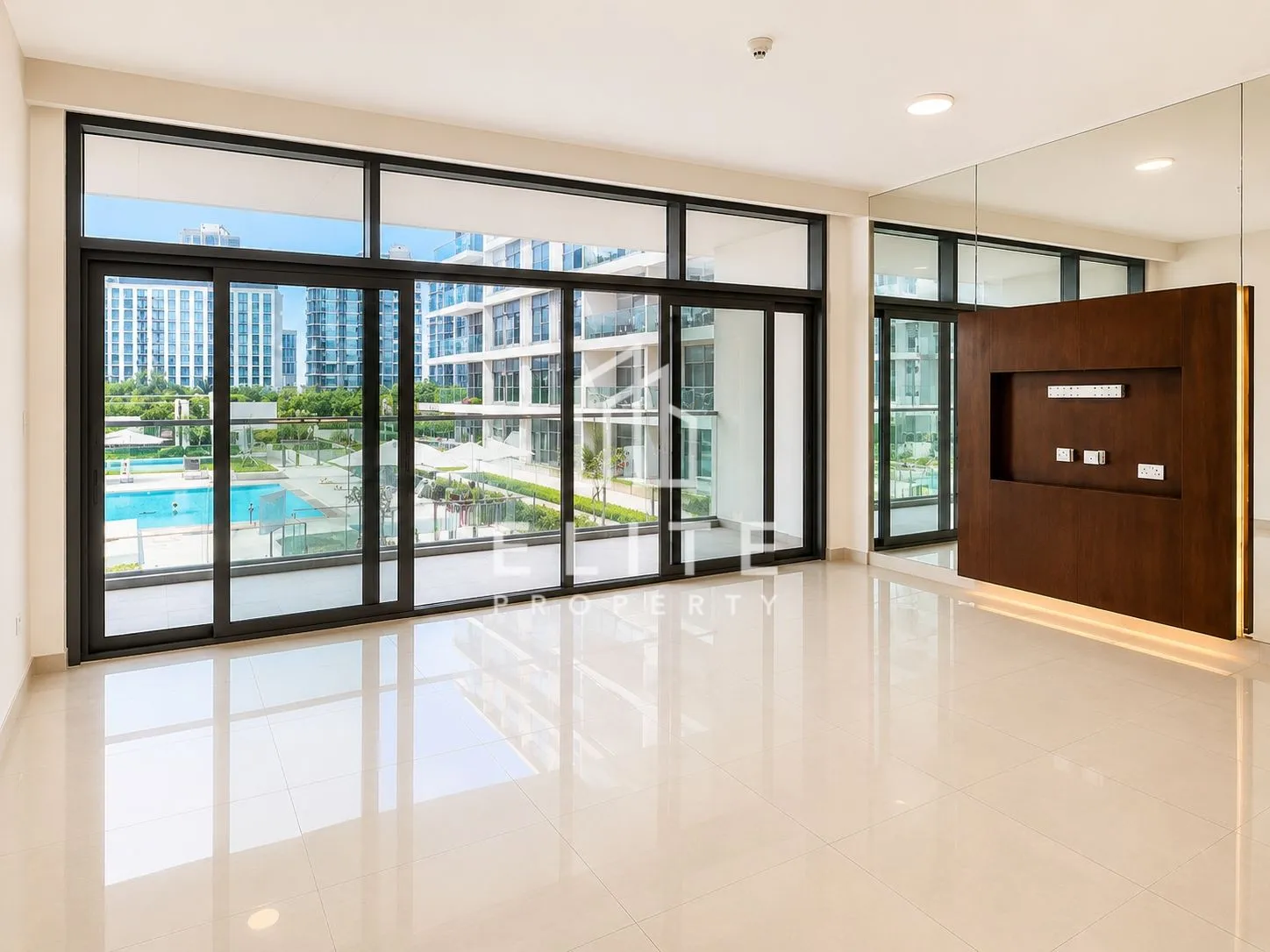 Large Terrace | Pool View | Closed Kitchen — Park Heights, Dubai Hills Estate, Dubai